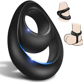 Мужской двойной силиконовый фиксатор пениса, петушиное кольцо, задержка эрекции и семяизвержения, Многоразовый презерватив, увеличивающий рост, растяжитель, секс-игрушка для мужчин