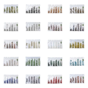 Набор из 20 цветов и размеров Crystal AB Glass для ногтей с блестящими кристаллами Na E1YD