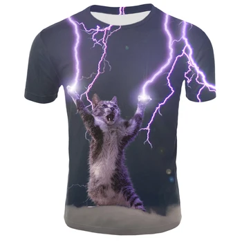 Летняя мужская футболка 2023 года с 3D принтом Thunder Cat, повседневная мужская футболка с коротким рукавом, модная мужская футболка оверсайз, Винтажная горячая мужская одежда
