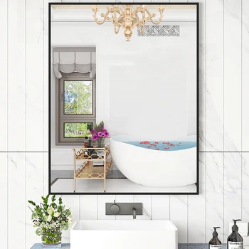 Стеклянное Современное Зеркало Для ванной Комнаты С защитой от Запотевания Черное Зеркало С Прямоугольным Дисплеем Дизайн Зеркала Для туалета В помещении Аксессуары Espelho De Banheiro
