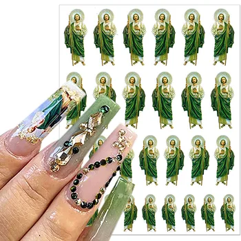 3D Наклейки для ногтей Девы Марии, Религиозные Наклейки для ногтей Иисуса, Наклейки для ногтей с Цветочным узором Ангела, Наклейки для ногтей с Изображением Купидона, сделай САМ, Маникюр, Декор для ногтей