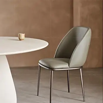 Минималистичный Кожаный обеденный стул в итальянском стиле, легкий Домашний Роскошный стул со спинкой, Современный Простой Дизайнерский стул для столовой