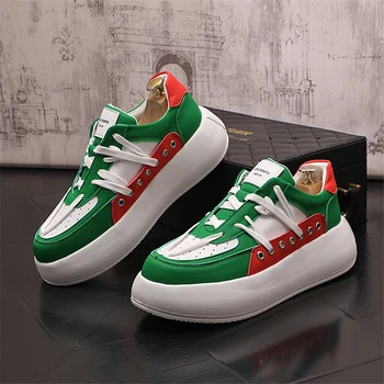Новые мужские кроссовки из зеленой кожи, повседневная спортивная обувь, многофункциональная обувь, увеличивающая рост, Zapatillas Hombre