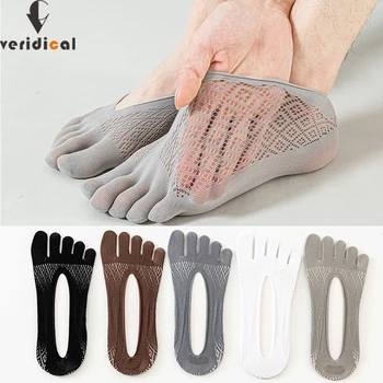 5 Пар шелковых носков с носком, мужские бархатные тонкие летние нескользящие носки с крупной сеткой, дышащий дезодорант, Невидимые носки на 5 пальцев