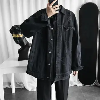 Европейская и американская уличная супер горячая джинсовая куртка с дырками Мужская весенне-осенняя корейская версия модной одежды Универсальная