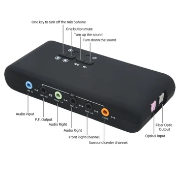 Внешняя стереофоническая звуковая карта USB с 2 микрофонными головками SPDIF 7.1-канальный USB-саундбокс для записи и воспроизведения для домашних настольных колонок