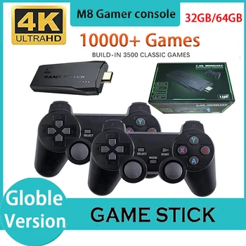 M8 Smart Console 2,4 ГГц Беспроводной Контроллер Gamepad 10000 + Игровая Палка 4K 32GB 64GB Ретро Ручной Игровой Эмулятор Подарок Для PS1