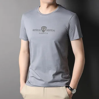 Дизайнерская мужская футболка из 100% хлопка высшего качества, Новые брендовые топы, Летняя Базовая Однотонная Повседневная мужская одежда с коротким рукавом 2023