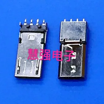 10 шт./лот MICRO USB 5P штекер SMT Удлиненная Тонущая пластина с заглушкой колонки