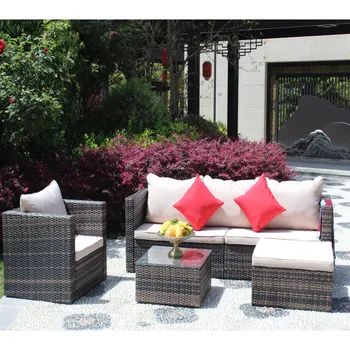 Комплект мебели для патио из ротанга, Плетеный диван, Мягкая Секционная мебель, Комплект диванов для патио в саду