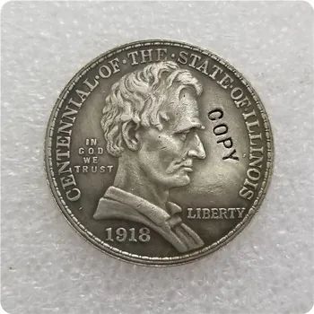 Копировальная монета на полдоллара к столетию Иллинойса 1918 года, памятные монеты-реплики монет, медали, монеты для коллекционирования.