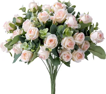 11 Головок Искусственный эвкалипт Шелковые розы для свадьбы Украшение интерьера Пластиковые цветы Декор букета