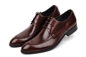 Новая мужская кожаная обувь из воловьей кожи, модная деловая обувь с острым носком в британском стиле
