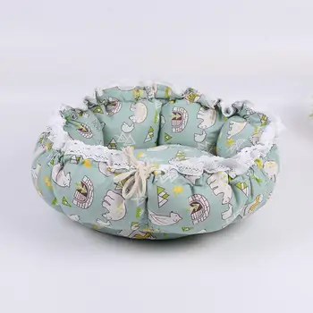 Милая подушка для маленькой собачки Bonzerpet с завязками, круглая подстилка для кошек-пончиков, подстилка для спящих домашних животных