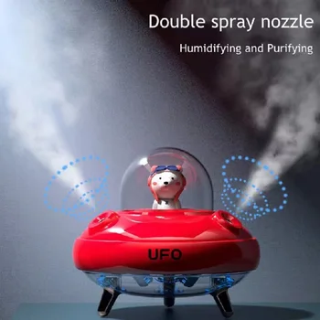 Двойной Сопловой Беспроводной Увлажнитель Воздуха Ультразвуковой USB-Туманообразователь Fogger Платный UFO Мультяшный Медведь Водяной Диффузор Humidificador