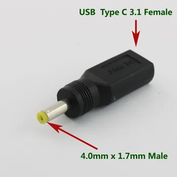 Черный USB 3.1 Type C USB-C Женский до 4,0 мм x 1,7 мм мужской DC Power Charge Адаптер для зарядки Разъем адаптера