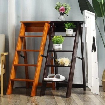 Утолщенный лестничный стул для помещений Многофункциональный лестничный табурет для лазания Складной табурет-стремянка Прочная и устойчивая деревянная лестница