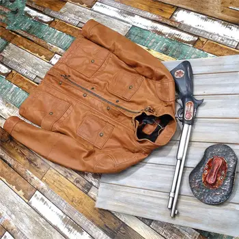 Охотничья кожаная куртка из легкой телячьей кожи