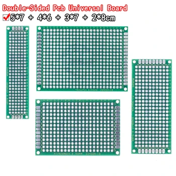 Прямая поставка 4шт 5x7 4x6 3x7 2x8 см двухсторонний медный прототип печатной платы Универсальная плата из стекловолокна для Arduino