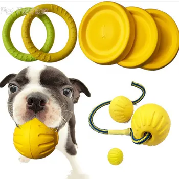 EVA Dog Chew Ball Мяч Для Дрессировки Домашних Собак, Устойчивый к Укусам Щенка Мяч с Веревкой, Летающий Диск для Домашних Животных, Тренировочное Кольцо, Съемник, Игрушки Для Щенков