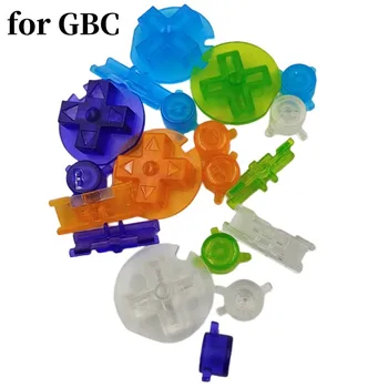 10 комплектов прозрачных красочных кнопок, замена набора для Gameboy, карман для кнопки включения-выключения GBC, кнопки AB, D, замена накладок