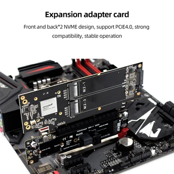 Адаптер разветвительной карты PCIe X16 -X8 + X4 + X4 M.2 Входных порта NVMEx2 M.2 Адаптер PCIE Поддерживает SSD 2280/2260/2242/2230