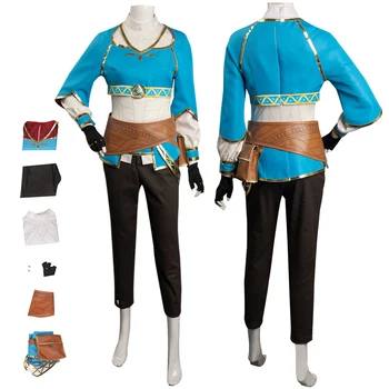 Аниме-игра Breath of the Wild Link, косплей-костюм для девочек, пальто, комплект брюк, Фантазия, карнавал на Хэллоуин, женский костюм для маскировки