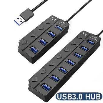 Адаптер питания USB 3.0, 4/7-портовый мульти USB-разветвитель, USB-концентратор, USB-концентратор 2.0, USB-переключатель с несколькими расширителями, 30-сантиметровый кабельный концентратор, док-станции