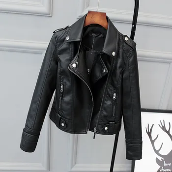 3XL Черные пальто из искусственной кожи Корейская версия тонкой куртки из искусственной кожи для женщин 2023 Весна Осень Зима Новое Мотоциклетное кожаное короткое пальто