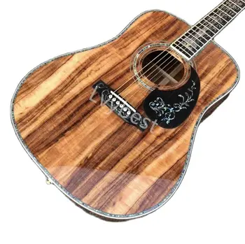 Электрогитара Lvybest С вырезанным на заказ корпусом 41-дюймовая акустическая гитара Dreadnought Koa Wood
