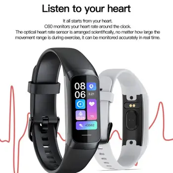 Женские часы C60, мужские смарт-часы, фитнес-смарт-часы, ЭКГ, кровяное давление, пульсометр, монитор сна для Apple Huawei Xiaomi