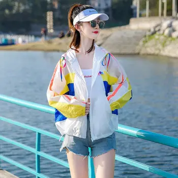 Летняя куртка для женщин, свободные женские тонкие дышащие куртки, Солнцезащитная одежда, спортивная одежда на открытом воздухе, топы, легкий Q412