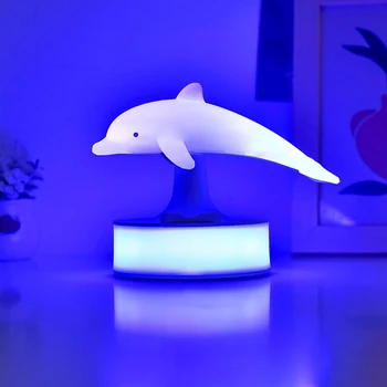 Прикроватная лампа с 3D Дельфином Мягкий свет Подставка для сенсорного управления Настольная Лампа Защита глаз Портативная Беспроводная USB Зарядка Аксессуары для дома
