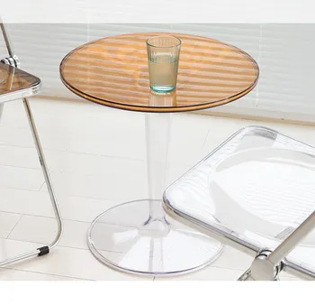 Современный классический дизайн, популярный Прозрачный диван для гостиной, круглый стол, модное кафе на открытом воздухе, кофейня, чайный столик, 1ШТ
