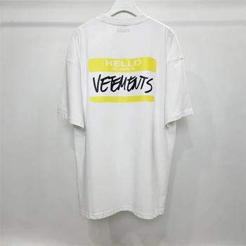 Новая футболка Hello My Name Is Vetements Мужская с желтым логотипом, женская футболка оверсайз, топы VTM, футболка для тренажерного зала