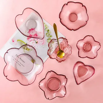 Креативная Тарелка Сакура Японский Розовый Пномпень Стеклянная Посуда Для Макания Приправ В Маленькие Тарелки Набор Столовых Приборов Лотки Декоративные