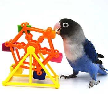 Игрушка для кормления попугаев, красочная вращающаяся ветряная мельница, тренировочная коробка для еды от укусов, обучающий инструмент для снятия стресса с птиц, обучающие игры