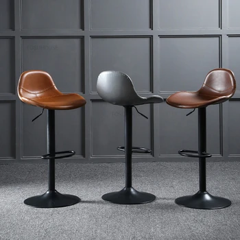 Скандинавские барные стулья из кованого железа, вращающийся стул с подъемником, современные минималистичные барные стулья со спинкой, легкий Роскошный домашний высокий барный стул для кухни