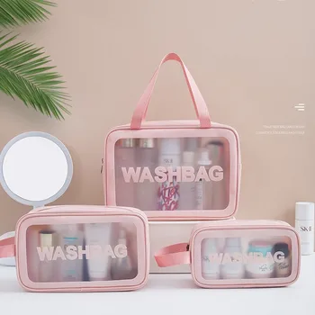Женская дорожная сумка для хранения из искусственной кожи, косметичка, косметичка для путешествий, сумки-органайзеры, водонепроницаемые сумки для мытья, Прозрачные косметички