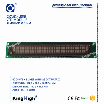 Дисплейный модуль KH402MD58R1-M VFD с матрицей 40x2 Dot Может быть оснащен зеленой пленкой для высокой и низкой термостойкости 1U