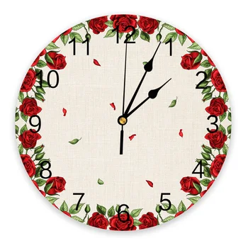 Настенные часы с розой на День Святого Валентина, бесшумные цифровые часы для украшения дома, спальни, кухни, гостиной.