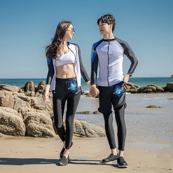 Модные купальники для пар для мужчин и женщин, черно-белый цвет, подчеркивающий живот, тонкий консервативный водолазный костюм, купальники для серфинга