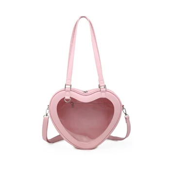 50 шт./лот, Новая прозрачная сумка в японском стиле Харадзюку, Лолита, Милая персиковая прозрачная сумка в форме сердца, сумка Ita