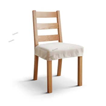 Обеденный стул в скандинавском стиле для кухни, обеденные стулья с деревянными подушками, бежевый стул со спинкой из массива дерева, минималистичная мебель для дома