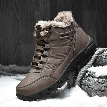 Новые зимние мужские ботинки, Водонепроницаемые зимние ботинки на теплом меху, Мужская Уличная Зимняя Рабочая повседневная обувь, Армейские резиновые ботильоны в стиле милитари