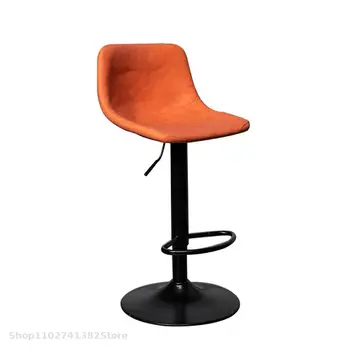 Барный стул может подниматься и вращаться, современный минималистичный барный стул со спинкой, домашний барный стул, высокий стул из кованого железа, табурет для стойки