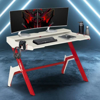 Эргономичный компьютерный игровой стол Techni Sport с подстаканником и крючком для наушников \ Красное Красное дерево [США