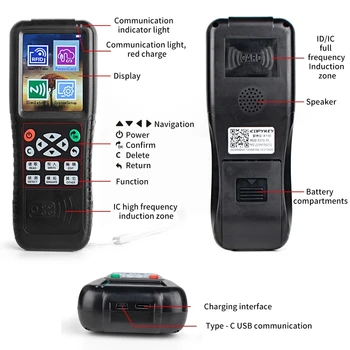 Считыватель Смарт-карт NFC Writer RFID Копировальный аппарат 125 кГц EM4100 TK4100 13,56 МГц 1443A M1 Fob Программист Копия Зашифрованного Ключа Браслет