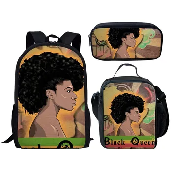 Harajuku Крутые Классические Африканские девушки, 3 шт. /компл. Рюкзак с 3D принтом, Школьная сумка для книг, Аниме, рюкзак для ноутбука, сумка для ланча, пенал