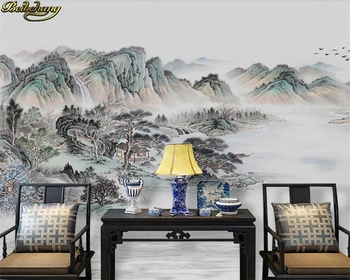 beibehang 3d обои фреска новый китайский стиль абстрактный чернильный пейзаж пейзажная фреска papel de parede обои для домашнего декора